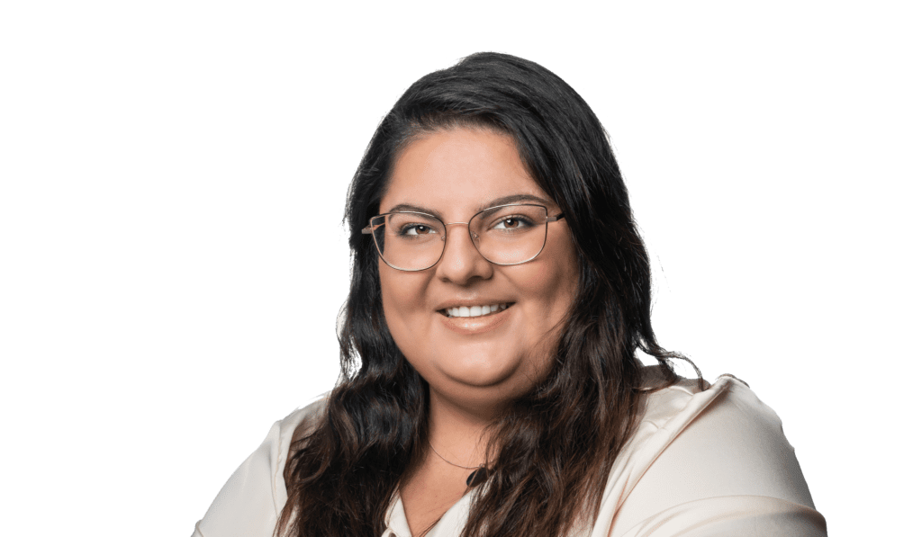 woman with glasses smiling in cream shirt, Meet Chante Koorzen